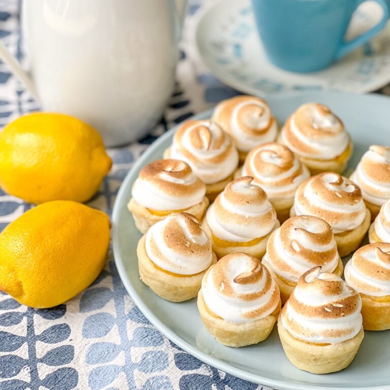 Lemon Tassies with Toasted Almond Meringue